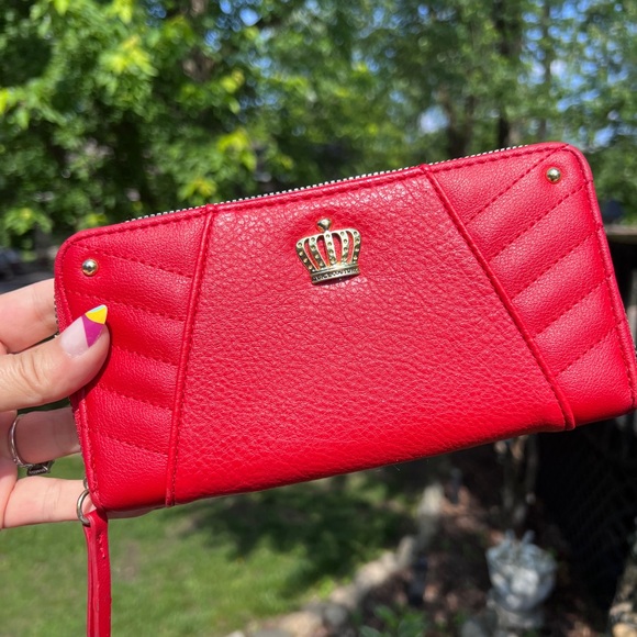 Juicy Couture Handbags - Juicy Couture Red Wallet with Gold Crown Accent